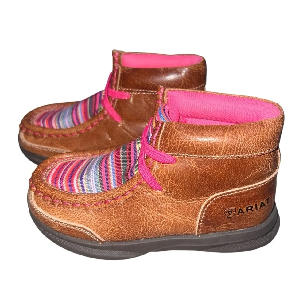 NWOT Ariat Lil' Stompers Toddler Aurora Casual Shoes Cowboy Boots Pink Stripes